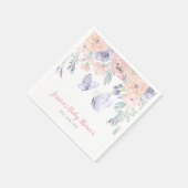 Serviette En Papier Baby shower de fille papillon rose violet (Coin)