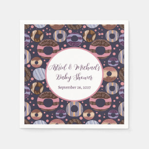 Serviette En Papier Baby shower de filles violettes de beignes douces