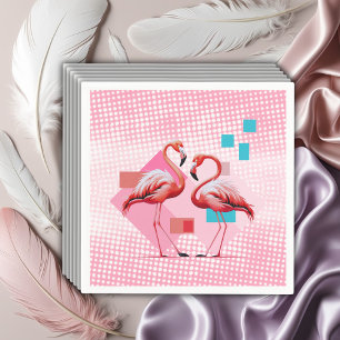 Serviette En Papier Baby shower de Flamant rose moderne géométrique