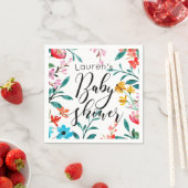 Serviette En Papier Baby shower de fleurs d'aquarelle (En situation)