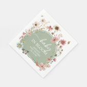 Serviette En Papier Baby shower de fleurs de bébé vert Sage (Coin)