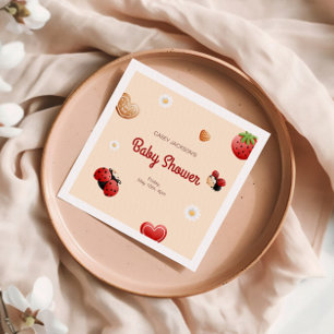 Serviette En Papier Baby shower de fleurs de Ladybug mignonne