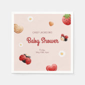 Serviette En Papier Baby shower de fleurs de Ladybug mignonne (Devant)