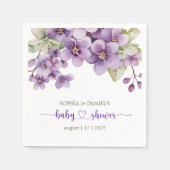 Serviette En Papier Baby shower de fleurs de violet délicates au print (Devant)