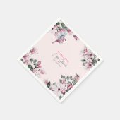 Serviette En Papier Baby shower de fleurs et d'oiseaux rose de printem (Coin)