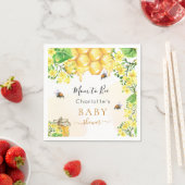 Serviette En Papier Baby shower de fleurs jaunes d'abeilles (En situation)
