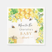 Serviette En Papier Baby shower de fleurs jaunes d'abeilles (Devant)