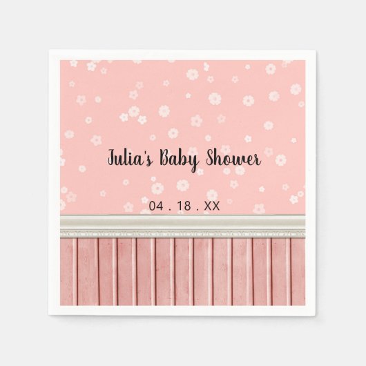 Serviette En Papier Baby shower de fleurs roses (Devant)
