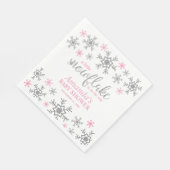 Serviette En Papier Baby shower de flocons de neige rose hiver (Coin)
