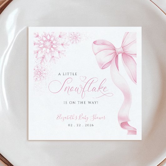 Serviette En Papier Baby shower de flocons de neige rose serviettes