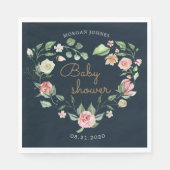 Serviette En Papier baby shower de floraison de minuit monogramme (Devant)