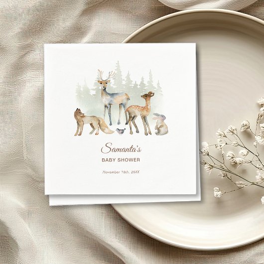 Serviette En Papier Baby shower de forêt d'animaux
