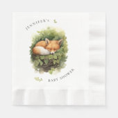 Serviette En Papier Baby shower de Fox couché aquarelle (Devant)
