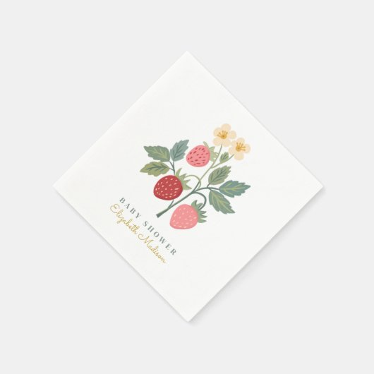 Serviette En Papier Baby shower de fraise sucrée (Coin)