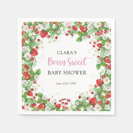 Serviette En Papier Baby shower de fraises Berry Sweet Napkins (Devant)