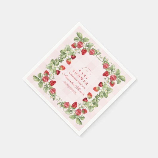 Serviette En Papier Baby shower de fraises sucrées (Coin)