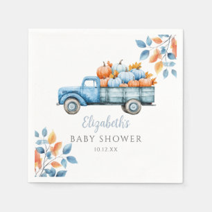 Serviette En Papier Baby shower de garçon bleu Citrouille doux
