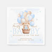 Serviette En Papier Baby shower de garçon Bleu Ours Teddy (Devant)
