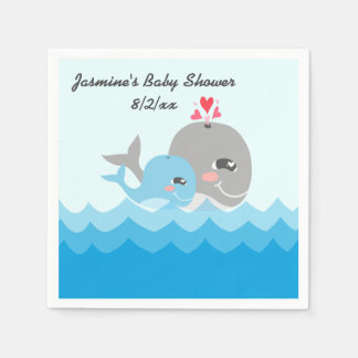 Serviette En Papier Baby shower de garçon de baleine mignonne