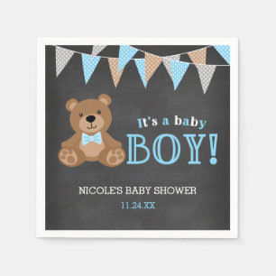 Serviette En Papier Baby shower de garçon d'ours de nounours de