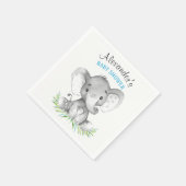 Serviette En Papier Baby shower de garçon Elephant aquarelle (Coin)