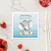 Serviette En Papier Baby shower de garçon Elephant aquarelle (En situation)