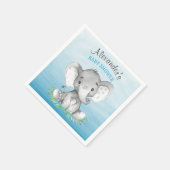 Serviette En Papier Baby shower de garçon Elephant aquarelle (Coin)