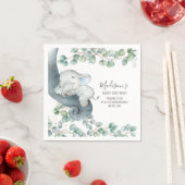 Serviette En Papier Baby shower de garçon Eléphant de verdure Annivers (En situation)