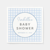 Serviette En Papier Baby shower de garçon En vichy bleu (Devant)