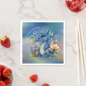 Serviette En Papier Baby shower de garçon Navy Blue Dragon (En situation)