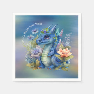 Serviette En Papier Baby shower de garçon Navy Blue Dragon