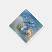 Serviette En Papier Baby shower de garçon Navy Blue Dragon (Coin)