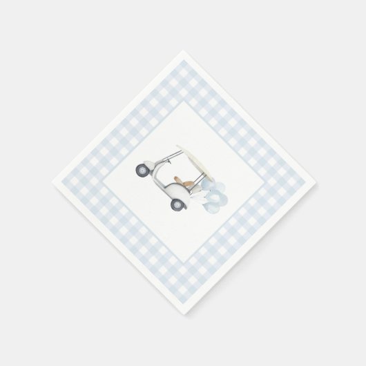 Serviette En Papier Baby shower de golf Blue En vichy (Coin)
