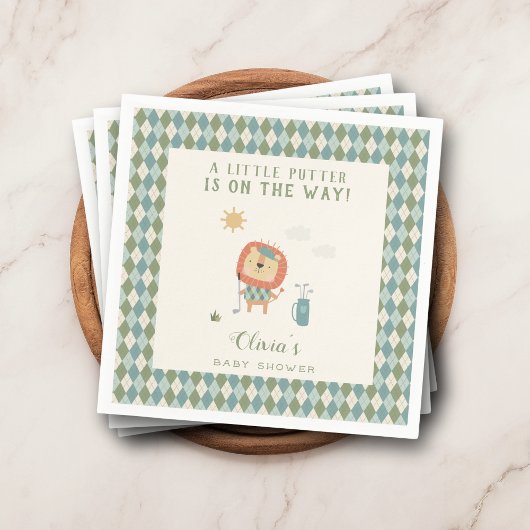 Serviette En Papier Baby Shower de golf Putter Mignon Prépa Argyle