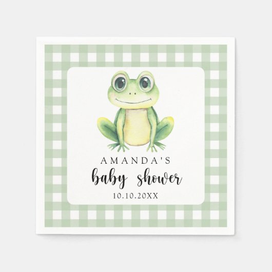 Serviette En Papier Baby shower de grenouille aquarelle (Devant)
