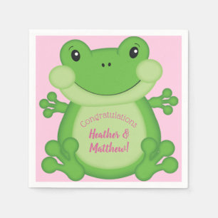 Serviette En Papier Baby shower de grenouille rose