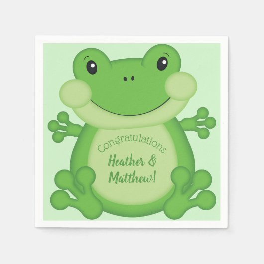 Serviette En Papier Baby shower de grenouille vert (Devant)