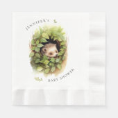 Serviette En Papier Baby shower de hérisson à couchage aquarelle (Devant)