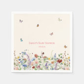 Serviette En Papier Baby shower de jardin Fleur sauvage papillon (Devant)