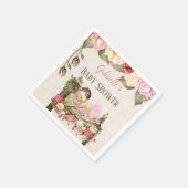 Serviette En Papier Baby shower de jardin Lit Rose Fille rose ivoire (Coin)