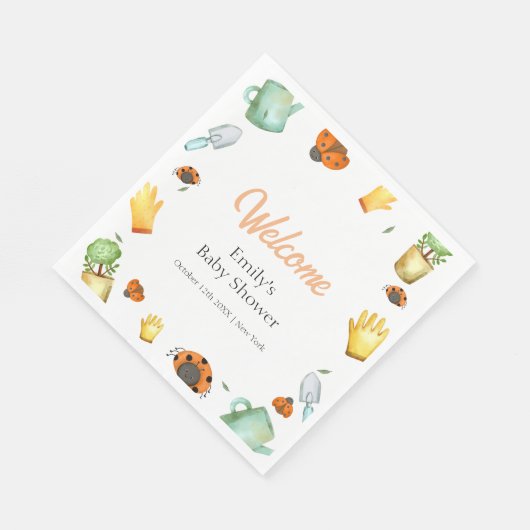 Serviette En Papier Baby shower de jardin rustique Ladybug (Coin)