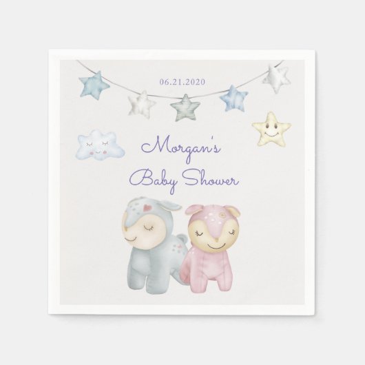 Serviette En Papier Baby shower de jouets Pastel Plush Monogram (Devant)