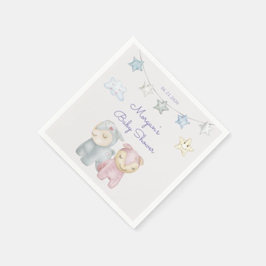 Serviette En Papier Baby shower de jouets Pastel Plush Monogram (Coin)