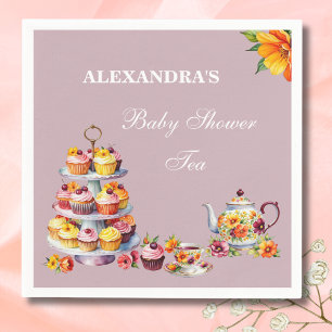 Serviette En Papier Baby shower de la Fête du Thé Floral Lilac