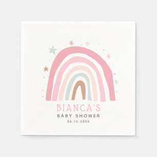 Serviette En Papier Baby shower de la fille arc-en-ciel rose pâle