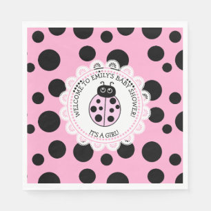Serviette En Papier Baby shower de la fille de Ladybug rose
