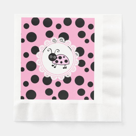 Serviette En Papier Baby shower de la fille de Ladybug rose (Devant)