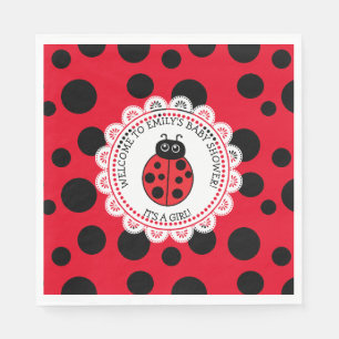 Serviette En Papier Baby shower de la fille Red Ladybug