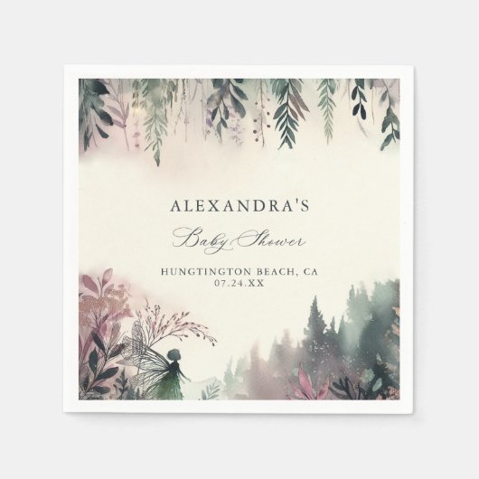 Serviette En Papier Baby shower de la forêt enchantée (Devant)