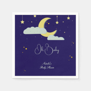Serviette En Papier Baby shower de la lune étoile bleue dessinée à la 